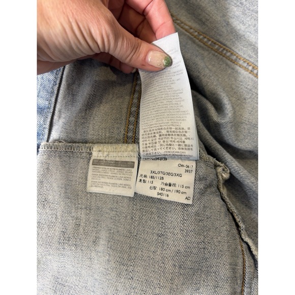 Levi Strauss Men Lt. Blue Denim Trucker Jean Jacket 3XL Distressed 72334 Grunge - Picture 8 of 10